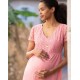 Robe de grossesse à allaitement en broderie anglaise rose
