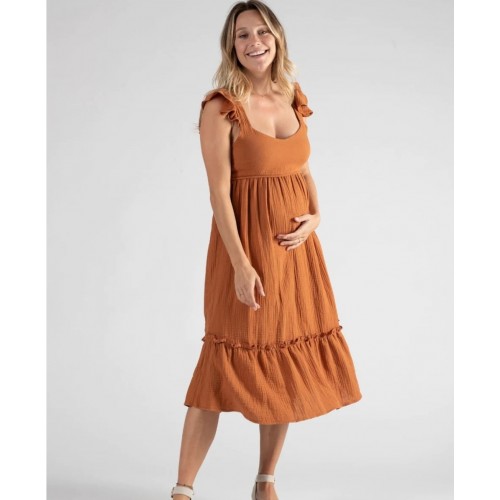 Robe de grossesse et d’allaitement Melody caramel