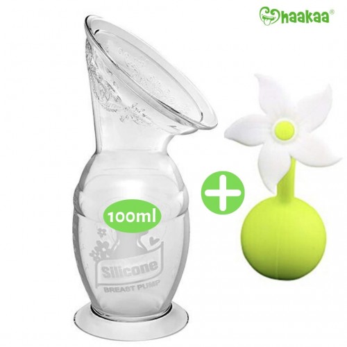 Recueil-Lait HAAKAA 150 ml + bouchon fleur blanche