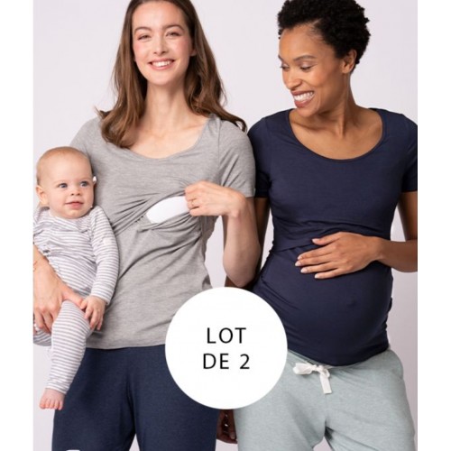 Lot de 2 t-shirt de grossesse et d'allaitement Seraphine