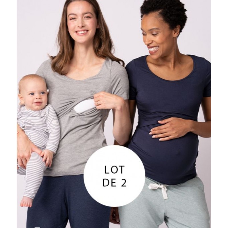 Lot de 2 t-shirt de grossesse et d'allaitement Seraphine