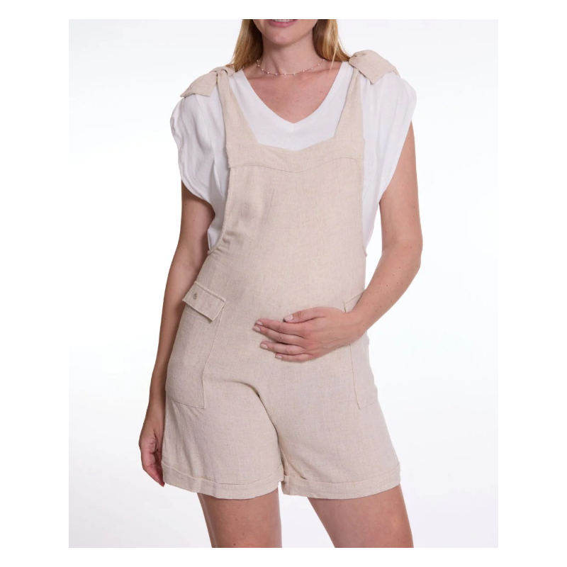 Salopette short de maternité Eloise coloris naturel