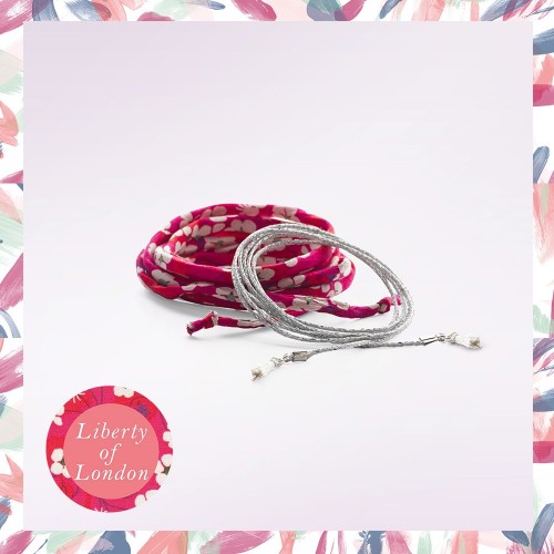 2 cordons fantaisie fleurs rouge rouge et lurex argent