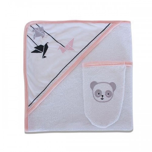 Cape de bain et son gant assorti Panda Rose