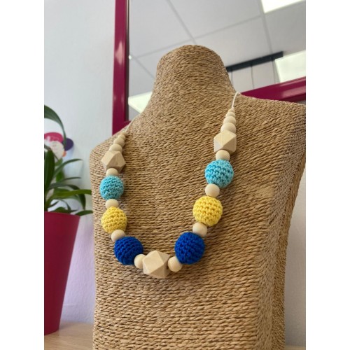 COLLIER D'ALLAITEMENT ET DE PORTAGE BLEU JAUNE